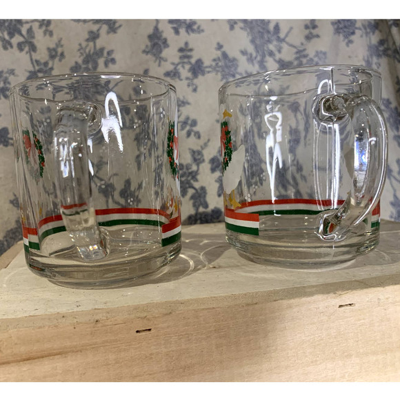 Vintage Libbey Set of 2 Goose Wreath Christmas Mugs - Picture 6 of 8